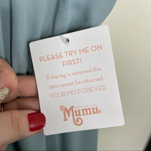 ✨NWT Show Me Your Mumu Silver Sage Crisp Blue Kendall Maxi Dress Gown Size Large - Picture 8 of 9